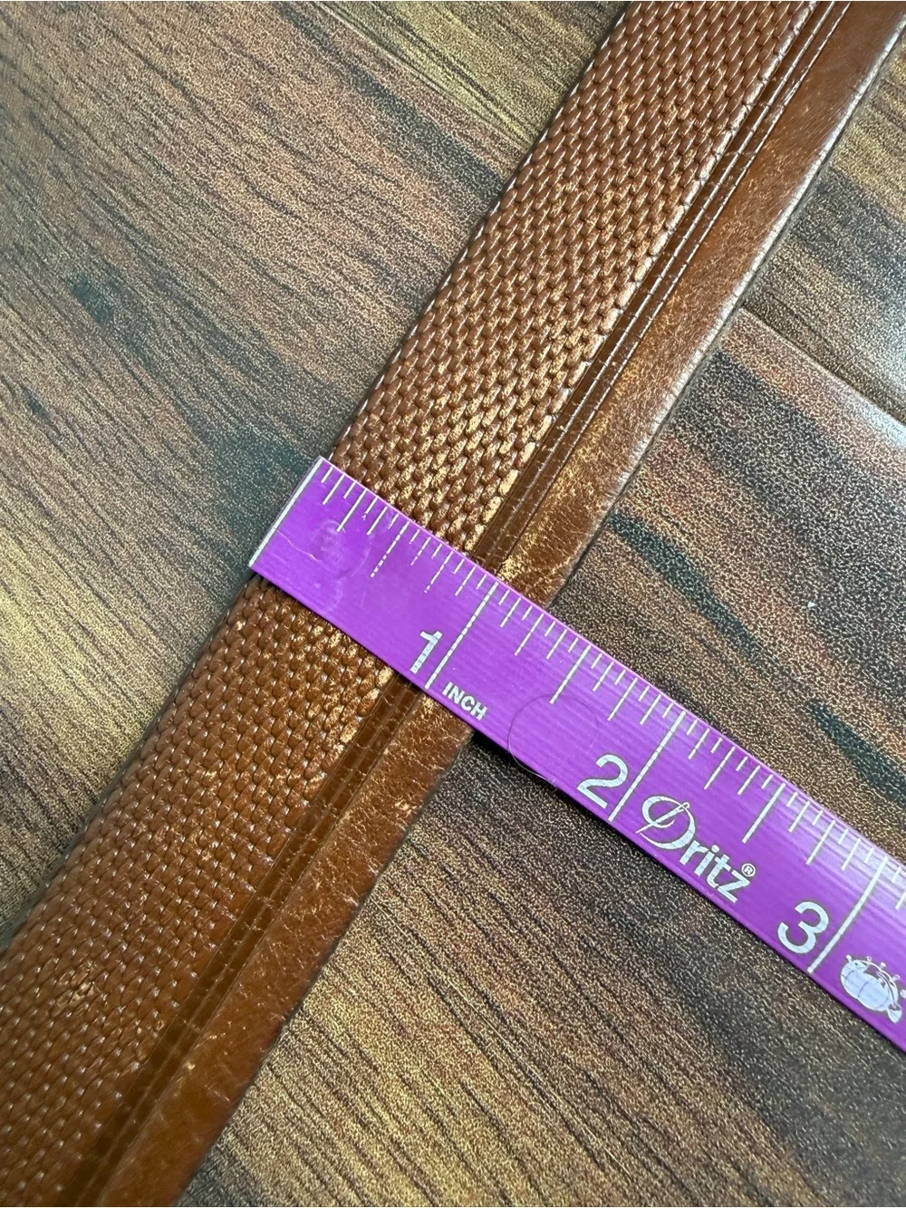 Rino Textured Leather Belt Brown Silver Chrome Buckle